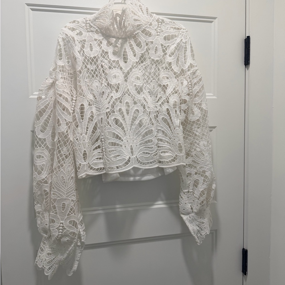 White Lace Long Sleeve Top